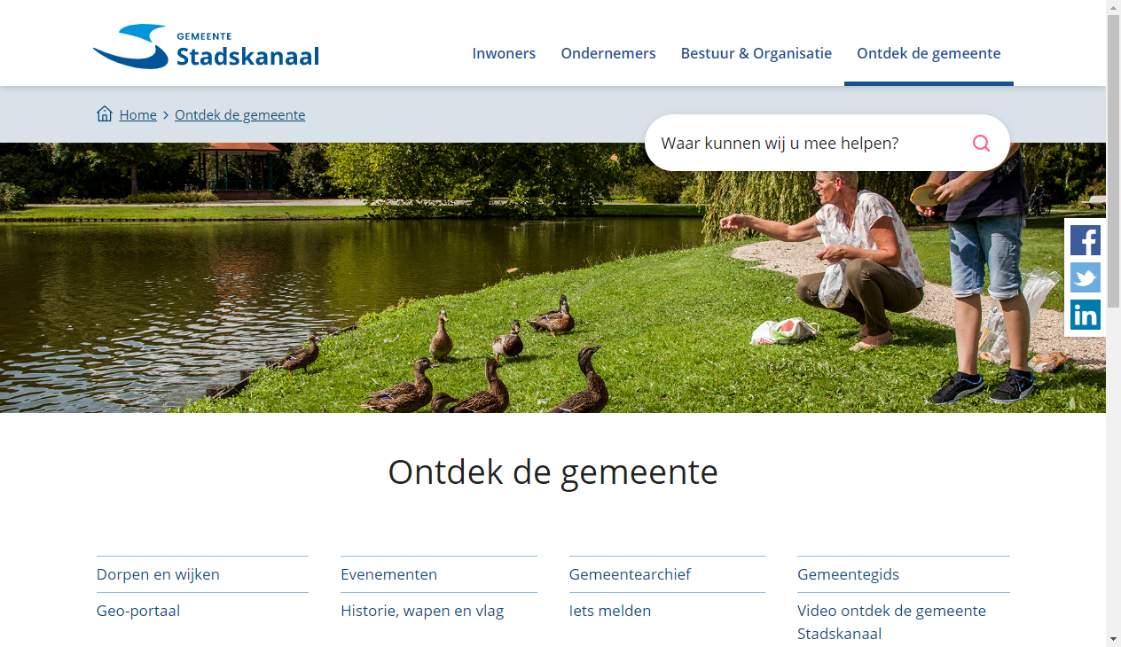 Screenshot website Gemeente Stadskanaal