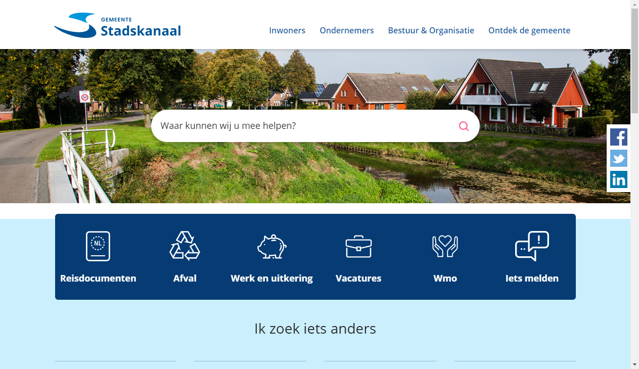 Screenshot website Gemeente Stadskanaal