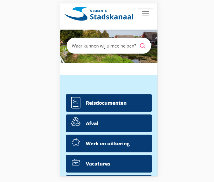 Screenshot website Gemeente Stadskanaal