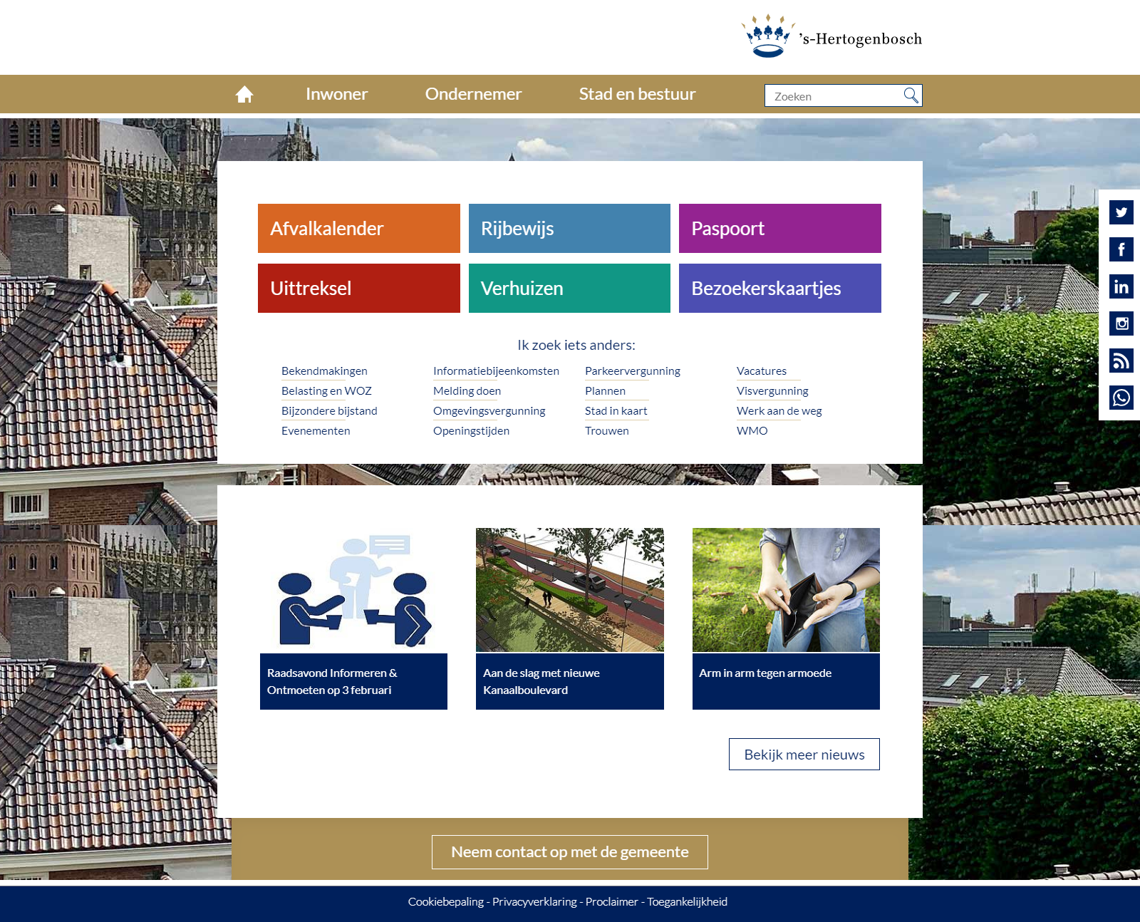 Screenshot website Gemeente 's Hertogenbosch