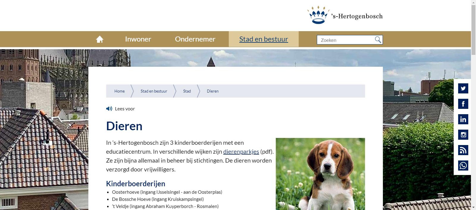 Screenshot website Gemeente 's Hertogenbosch