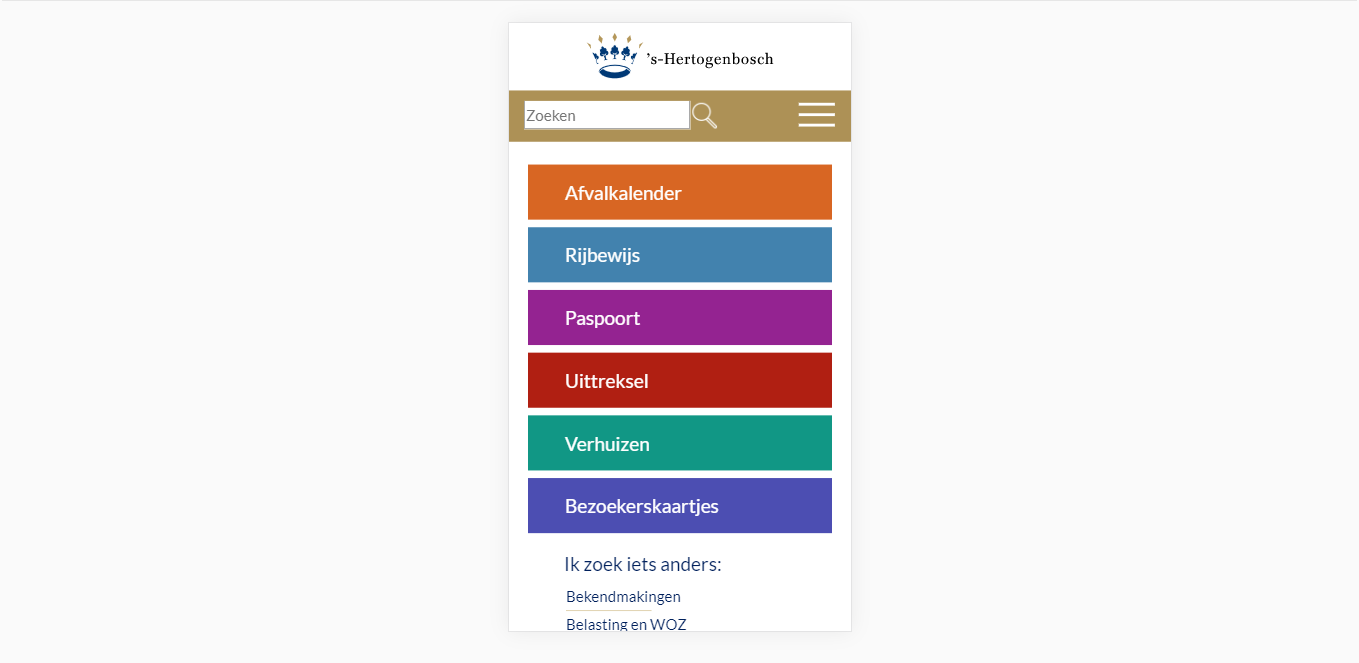 Screenshot website Gemeente 's Hertogenbosch