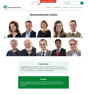 Screenshot website Gemeenteraad Leiden
